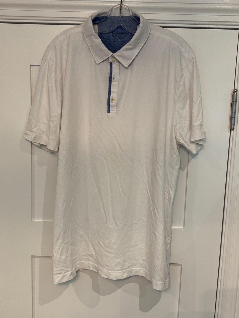Banana Republic White Polo with Navy Trim